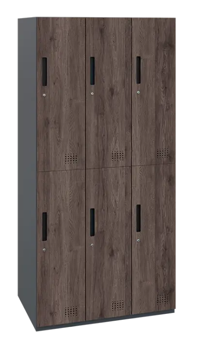 WOODMETAL 906 skříň 6-boxová, 1850x900x500 mm, tmavě šedý/ořech